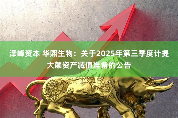 泽峰资本 华熙生物：关于2025年第三季度计提大额资产减值准备的公告